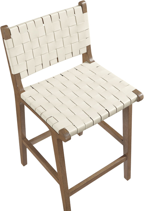 Jolie Cream Vegan Leather Upholstered Counter Stool, 1 Piece (Style 4)