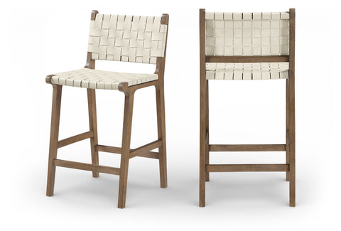 Jolie Cream Vegan Leather Upholstered Counter Stool, 1 Piece (Style 4)