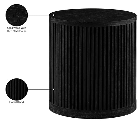 Opal Black Oak Veneer And Solid Wood End Table, 1 Piece (Style 2)