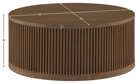 Opal Brown Walnut Oak Veneer And Solid Wood With Caster Wheels Coffee Table, 1 Piece