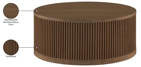 Opal Brown Walnut Oak Veneer And Solid Wood With Caster Wheels Coffee Table, 1 Piece