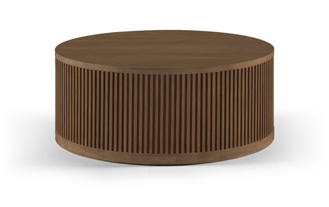 Opal Brown Walnut Oak Veneer And Solid Wood With Caster Wheels Coffee Table, 1 Piece