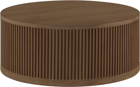 Opal Brown Walnut Oak Veneer And Solid Wood With Caster Wheels Coffee Table, 1 Piece