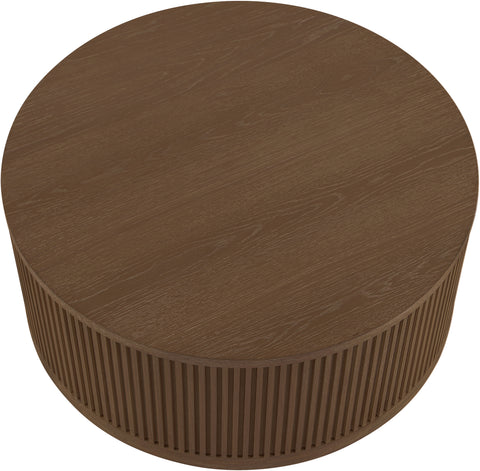Opal Brown Walnut Oak Veneer And Solid Wood With Caster Wheels Coffee Table, 1 Piece