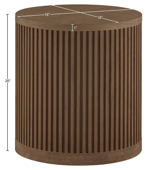 Opal Brown Walnut Oak Veneer And Solid Wood End Table, 1 Piece