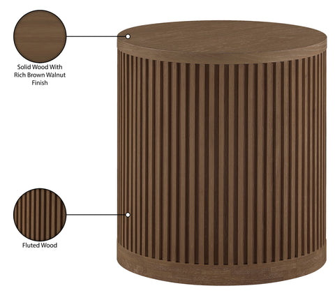 Opal Brown Walnut Oak Veneer And Solid Wood End Table, 1 Piece