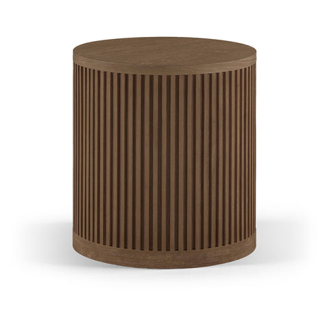 Opal Brown Walnut Oak Veneer And Solid Wood End Table, 1 Piece