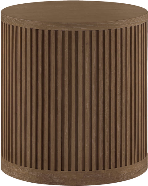 Opal Brown Walnut Oak Veneer And Solid Wood End Table, 1 Piece