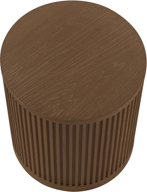 Opal Brown Walnut Oak Veneer And Solid Wood End Table, 1 Piece