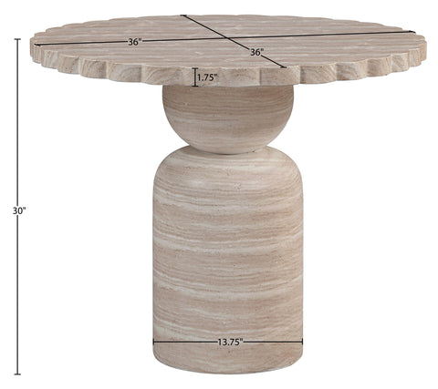 Darcy 36" Travertine Concrete Indoor / Outdoor Dining Table, 1 Piece
