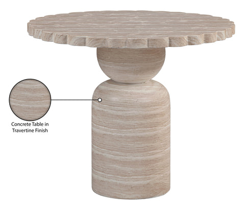 Darcy 36" Travertine Concrete Indoor / Outdoor Dining Table, 1 Piece