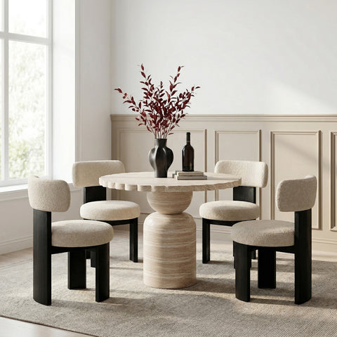 Darcy 36" Travertine Concrete Indoor / Outdoor Dining Table, 1 Piece