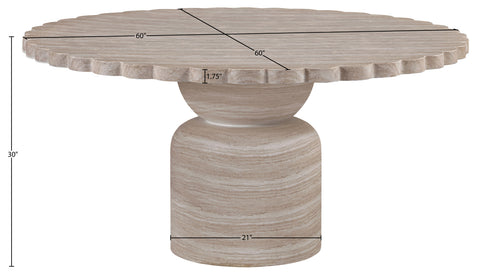 Darcy 60" Travertine Concrete Indoor / Outdoor Dining Table, 1 Piece