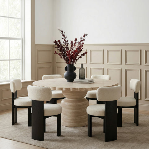Darcy 60" Travertine Concrete Indoor / Outdoor Dining Table, 1 Piece