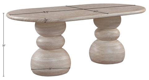 Sage 78.75" Travertine Concrete Indoor / Outdoor Dining Table, 1 Piece