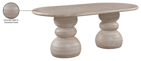 Sage 78.75" Travertine Concrete Indoor / Outdoor Dining Table, 1 Piece