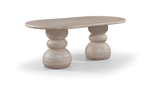 Sage 78.75" Travertine Concrete Indoor / Outdoor Dining Table, 1 Piece