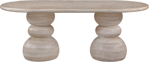 Sage 78.75" Travertine Concrete Indoor / Outdoor Dining Table, 1 Piece