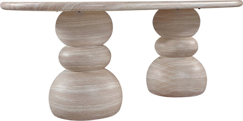 Sage 78.75" Travertine Concrete Indoor / Outdoor Dining Table, 1 Piece