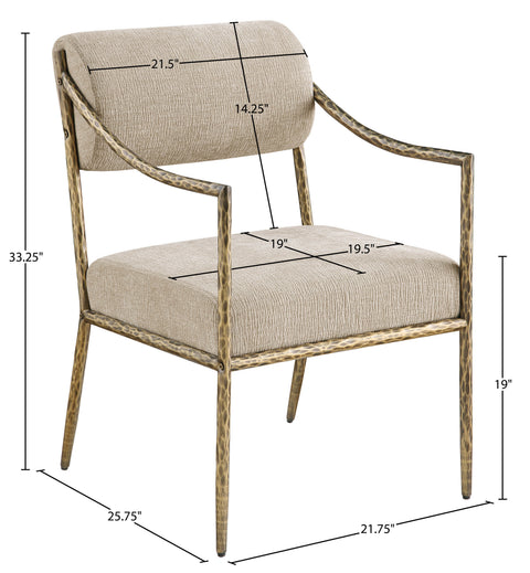 Jessa Beige Chenille Fabric Upholstered Dining Arm Chair, 2-Piece