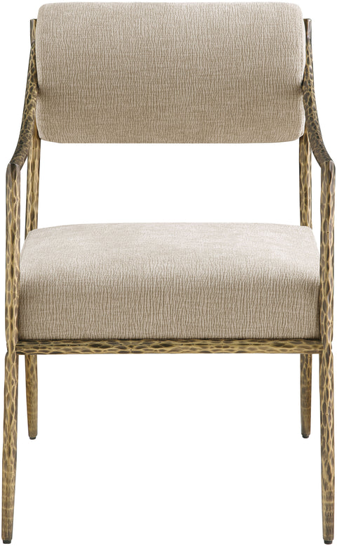 Jessa Beige Chenille Fabric Upholstered Dining Arm Chair, 2-Piece