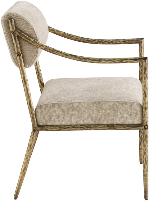 Jessa Beige Chenille Fabric Upholstered Dining Arm Chair, 2-Piece