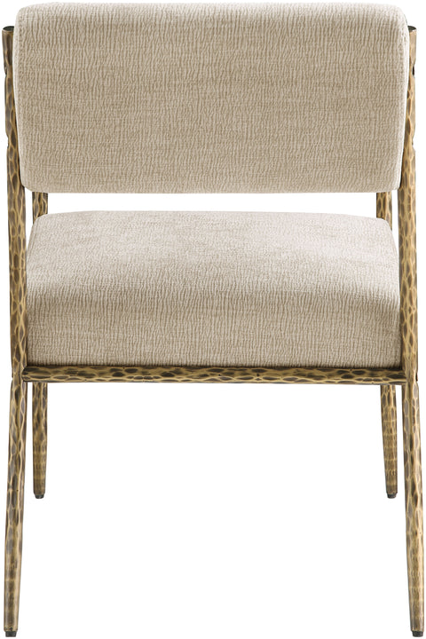 Jessa Beige Chenille Fabric Upholstered Dining Arm Chair, 2-Piece