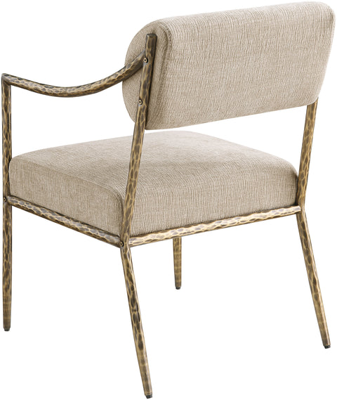 Jessa Beige Chenille Fabric Upholstered Dining Arm Chair, 2-Piece