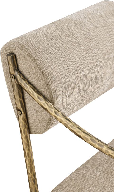 Jessa Beige Chenille Fabric Upholstered Dining Arm Chair, 2-Piece