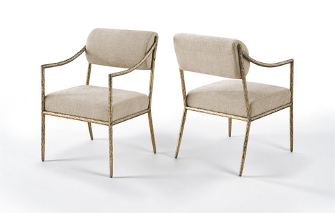 Jessa Beige Chenille Fabric Upholstered Dining Arm Chair, 2-Piece