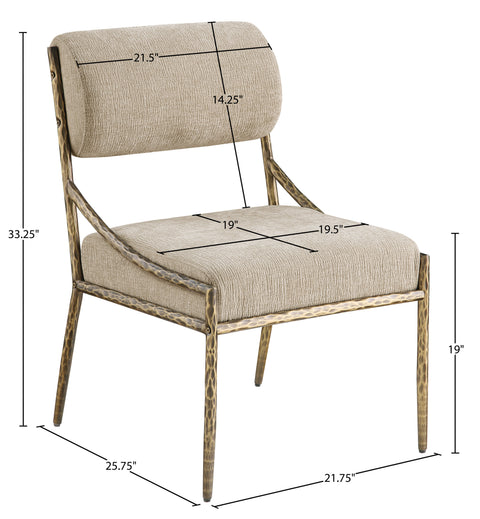 Jessa Beige Chenille Fabric Upholstered Dining Side Chair, 2-Piece
