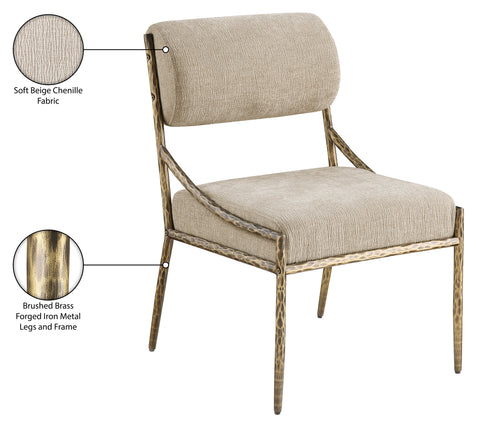 Jessa Beige Chenille Fabric Upholstered Dining Side Chair, 2-Piece