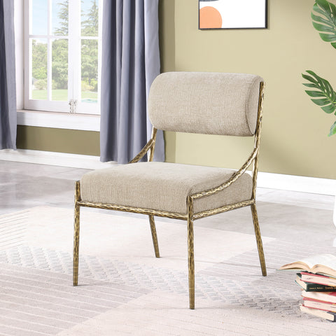 Jessa Beige Chenille Fabric Upholstered Dining Side Chair, 2-Piece