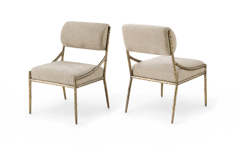 Jessa Beige Chenille Fabric Upholstered Dining Side Chair, 2-Piece