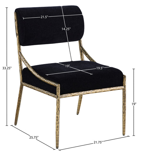 Jessa Black Chenille Fabric Upholstered Dining Side Chair, 2-Piece