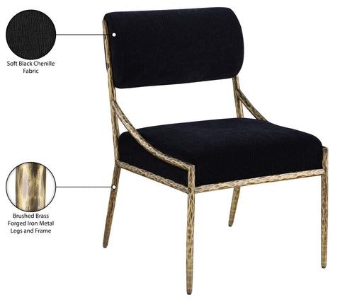 Jessa Black Chenille Fabric Upholstered Dining Side Chair, 2-Piece