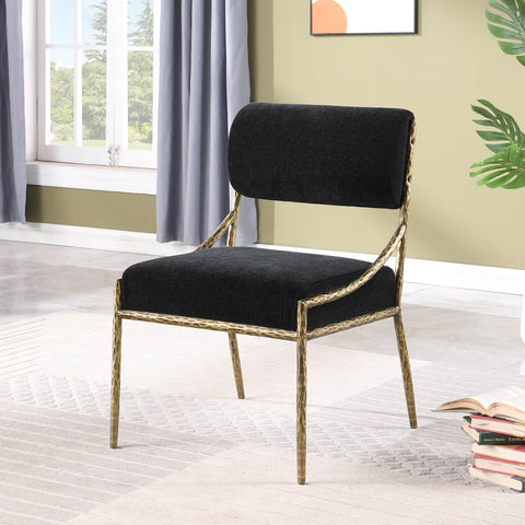 Jessa Black Chenille Fabric Upholstered Dining Side Chair, 2-Piece
