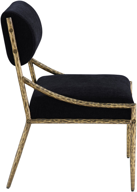 Jessa Black Chenille Fabric Upholstered Dining Side Chair, 2-Piece