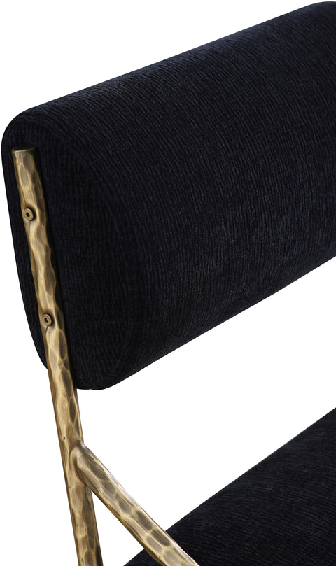 Jessa Black Chenille Fabric Upholstered Dining Side Chair, 2-Piece