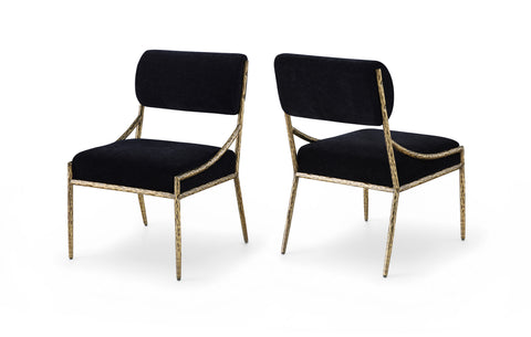 Jessa Black Chenille Fabric Upholstered Dining Side Chair, 2-Piece