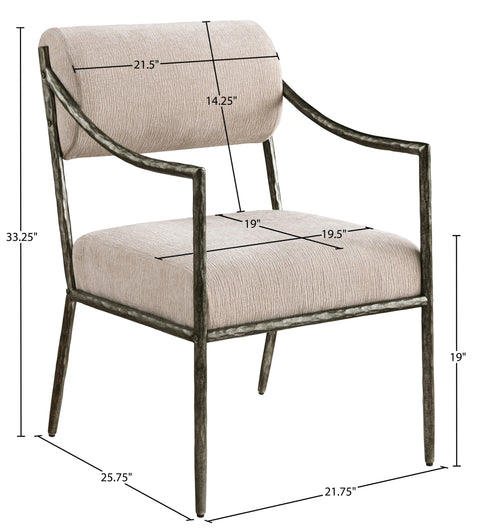 Jessa Beige Chenille Fabric Upholstered Dining Arm Chair, 2-Piece (Style 2)