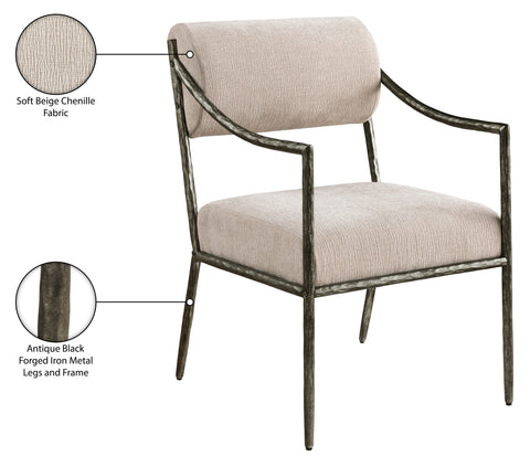 Jessa Beige Chenille Fabric Upholstered Dining Arm Chair, 2-Piece (Style 2)