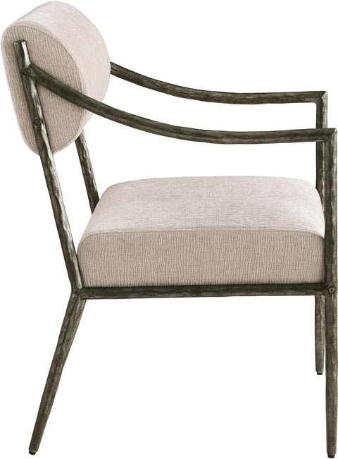 Jessa Beige Chenille Fabric Upholstered Dining Arm Chair, 2-Piece (Style 2)