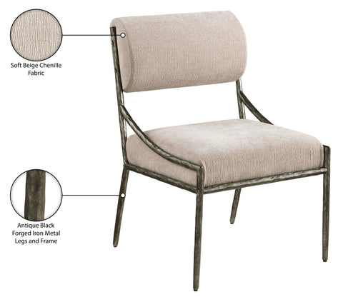 Jessa Beige Chenille Fabric Upholstered Dining Side Chair, 2-Piece (Style 2)