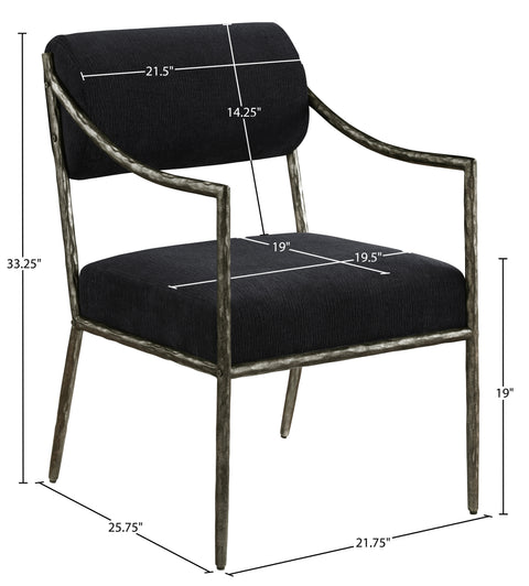 Jessa Black Chenille Fabric Upholstered Dining Arm Chair, 2-Piece (Style 2)