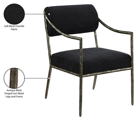 Jessa Black Chenille Fabric Upholstered Dining Arm Chair, 2-Piece (Style 2)