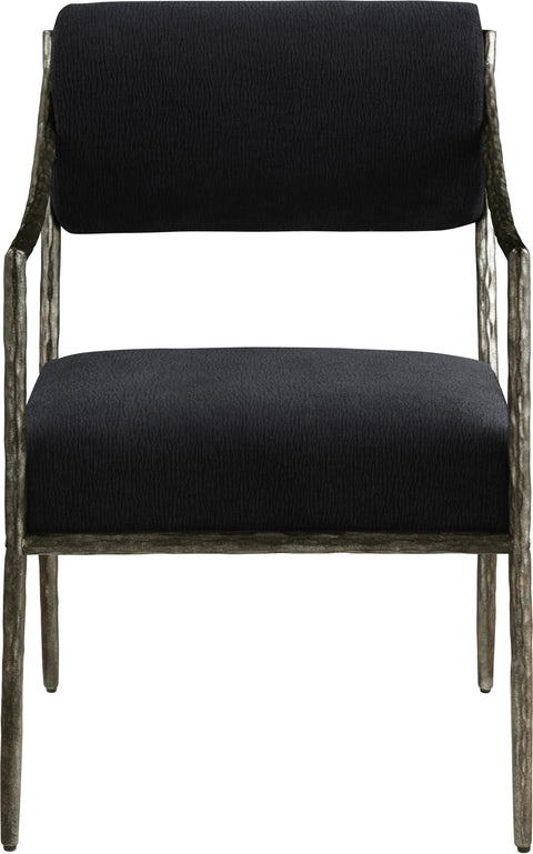 Jessa Black Chenille Fabric Upholstered Dining Arm Chair, 2-Piece (Style 2)