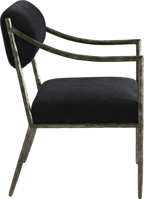 Jessa Black Chenille Fabric Upholstered Dining Arm Chair, 2-Piece (Style 2)