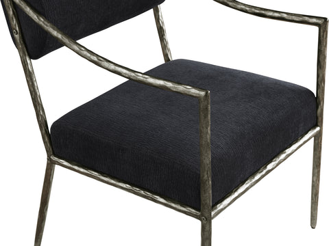 Jessa Black Chenille Fabric Upholstered Dining Arm Chair, 2-Piece (Style 2)