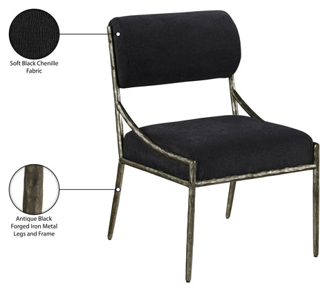 Jessa Black Chenille Fabric Upholstered Dining Side Chair, 2-Piece (Style 2)